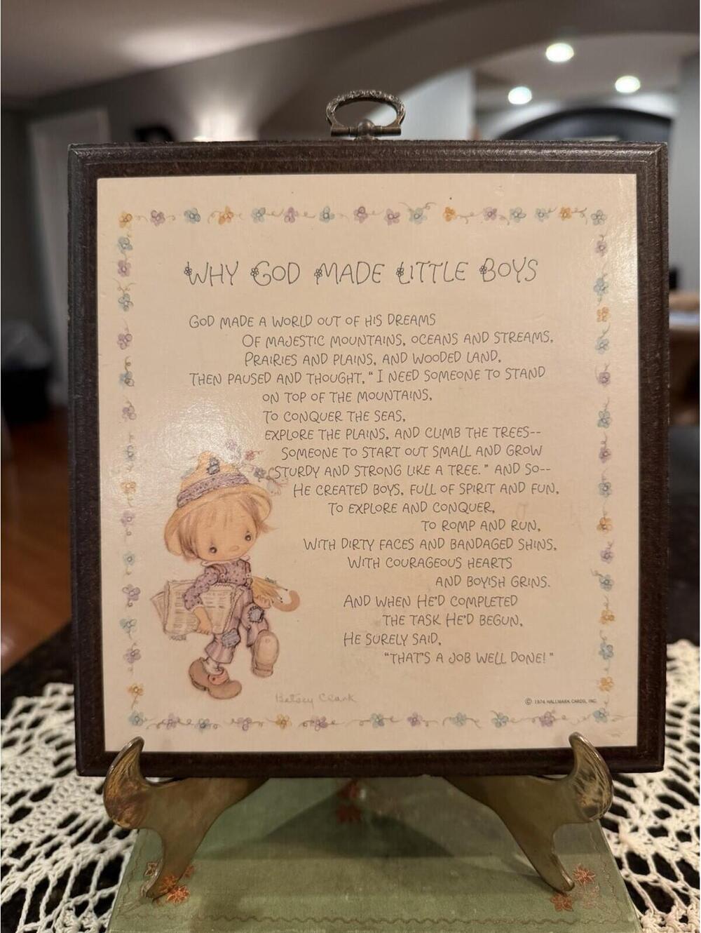 Vintage 1974 Betsey Clark Hallmark “Why God Made Little Boys" Plaque